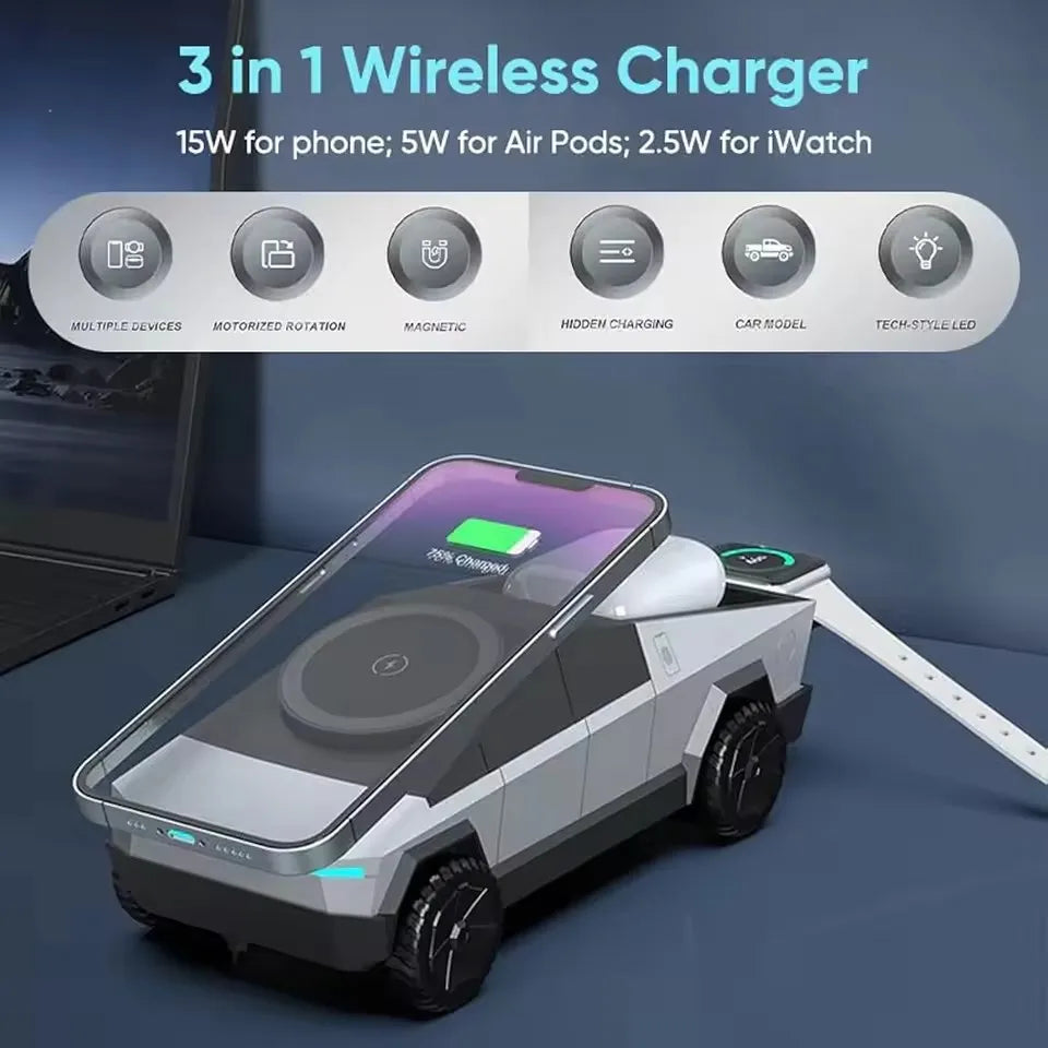 Cargador Magnético 3 en 1 para iPhone y Android